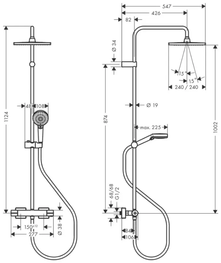 Hansgrohe душевой набор (гарнитур) Vernis Shape 240 Showerpipe 26427670 купить,582075