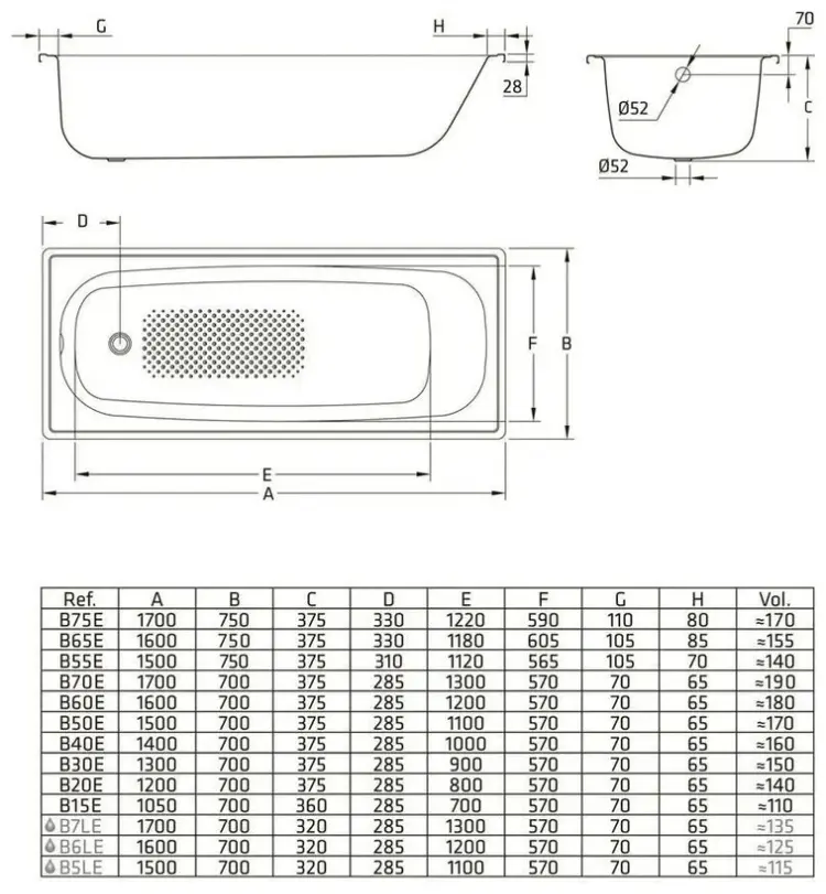 Ванна Sanitana BLB S39800012000000N 105x70 см, сталь