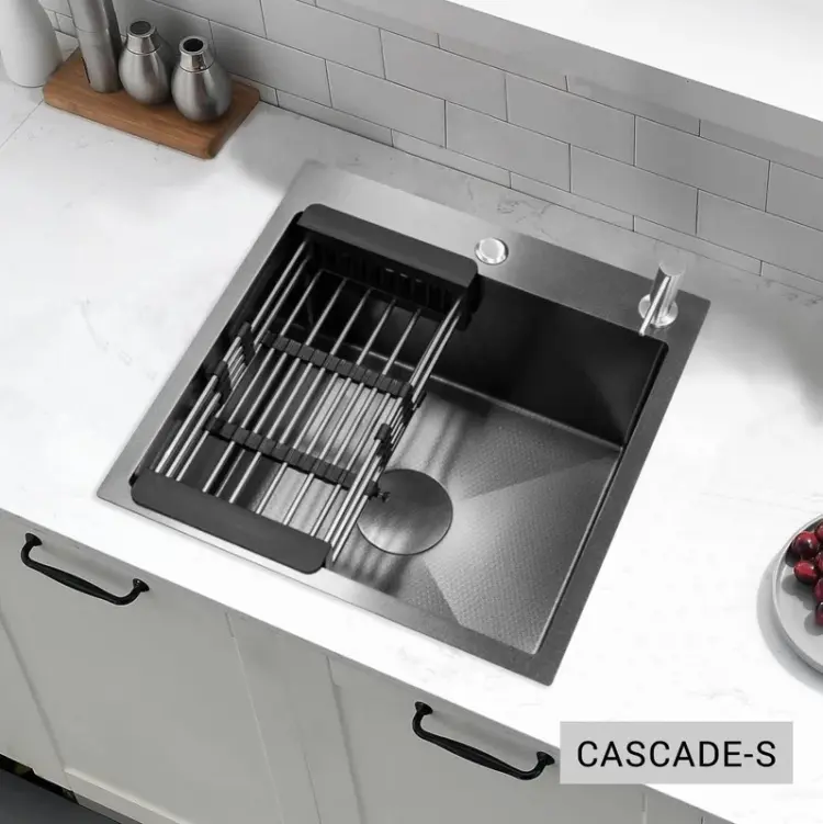Кухонная мойка ESBANO CASCADE-S 56х55х29 см, нержавеющая сталь, тон алюминиум купить,NaN