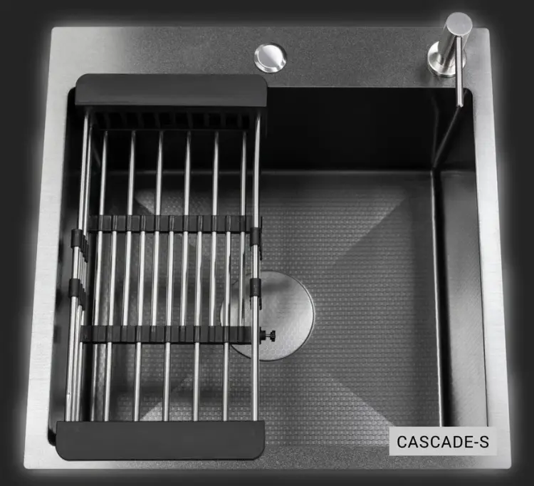 Кухонная мойка ESBANO CASCADE-S 56х55х29 см, нержавеющая сталь, тон алюминиум купить,NaN