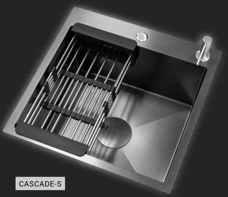 Кухонная мойка ESBANO CASCADE-S 56х55х29 см, нержавеющая сталь, тон алюминиум купить,NaN