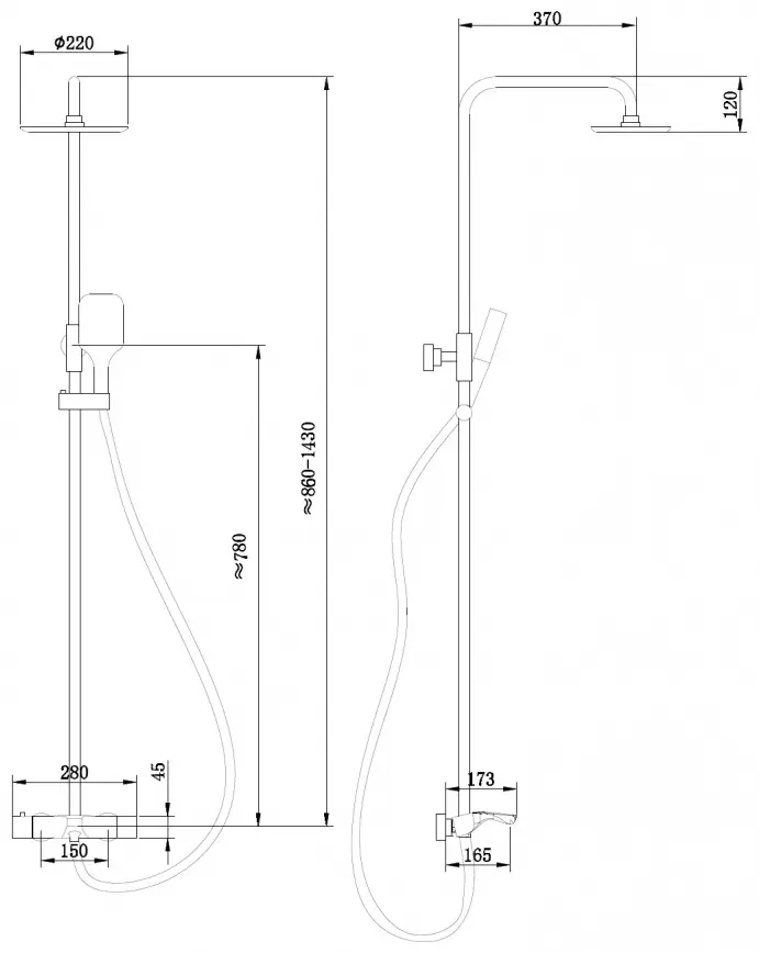 Abber душевой набор (гарнитур) Thermostat AF8516BL