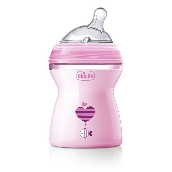 Бутылочка Chicco Natural Feeling 250мл розовая купить,NaN