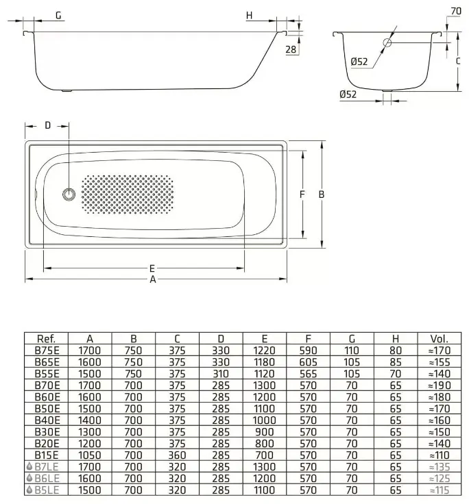 Ванна Sanitana BLB S39804212000000N 170x75 см, сталь