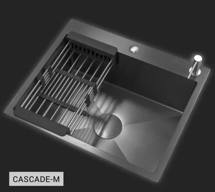 Кухонная мойка ESBANO CASCADE-M 60х50х23 см, нержавеющая сталь, тон алюминиум купить,NaN