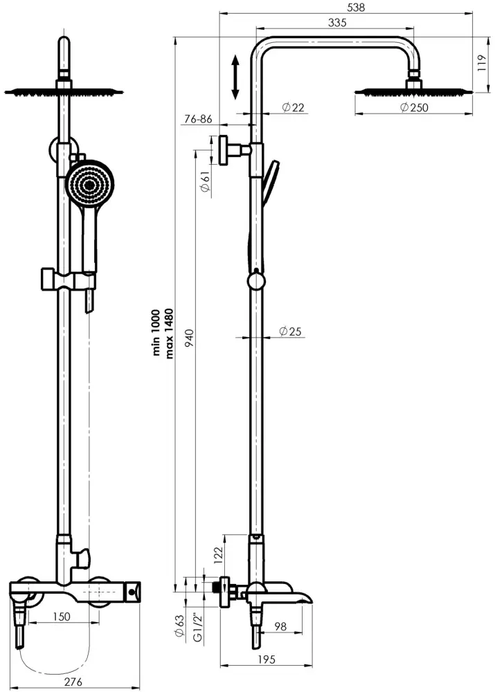 Rubineta душевой набор (гарнитур) Olo+Ultra-10 (SW) (Graphite) (DV3/4) 625151
