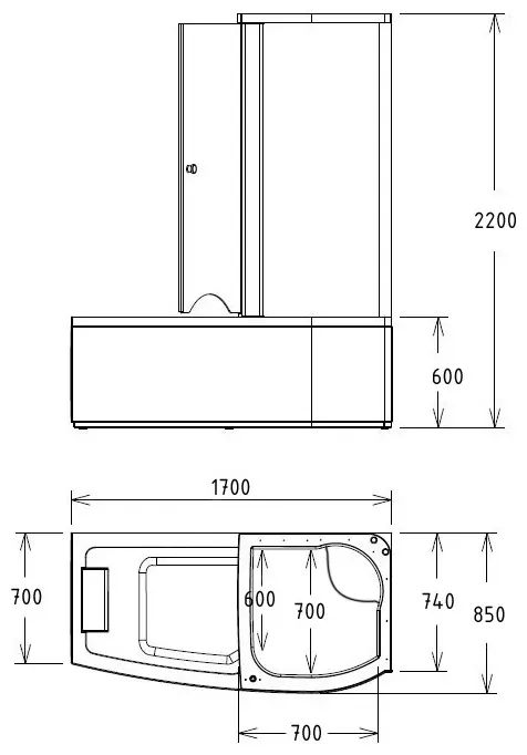 Ванна GEMY G8040 C R 170x85 см, акрил купить,NaN