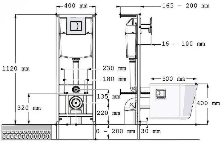 Унитаз с инсталляцией ROSA РИО, санфарфор