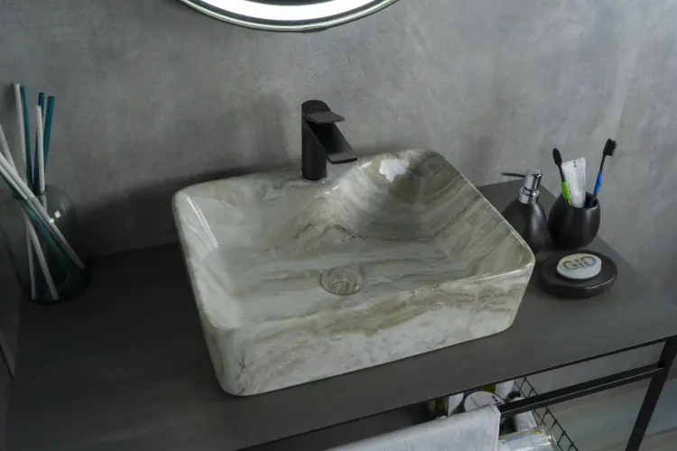 Раковина GID-ceramic 54460 Mnc605 накладная прямоугольная 48х37 см, фаянс