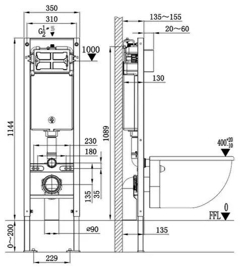 WeltWasser унитаз с инсталляцией AG35026, санфаянс купить,NaN