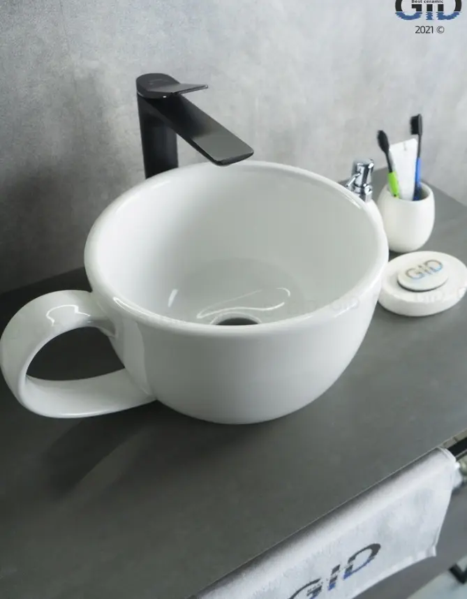 Раковина GID-ceramic N9055 накладная круглая 40х30 см, керамика