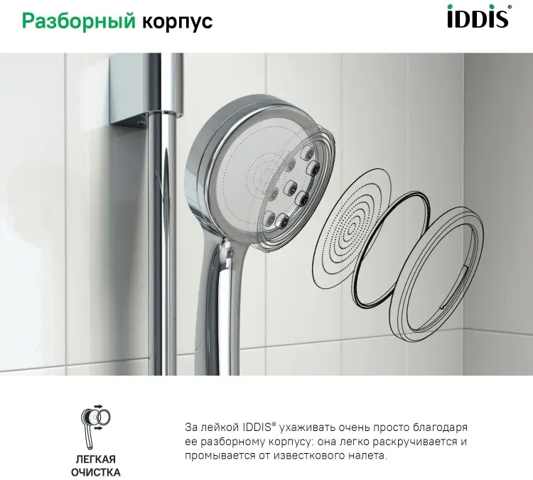 IDDIS лейка для душа (без шланга) SpaHome, пластик купить,11000
