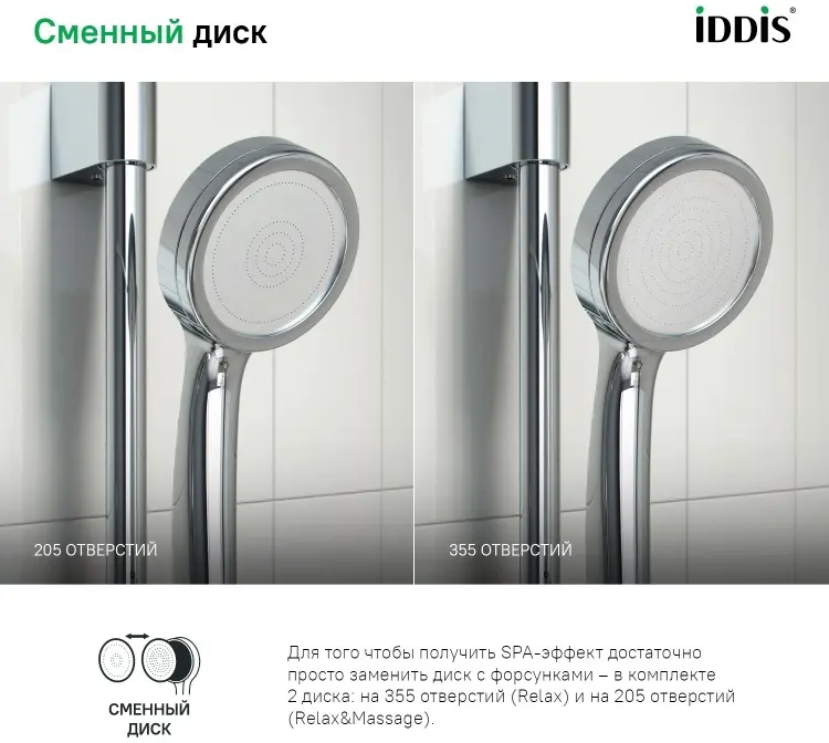 IDDIS лейка для душа (без шланга) SpaHome, пластик купить,11000