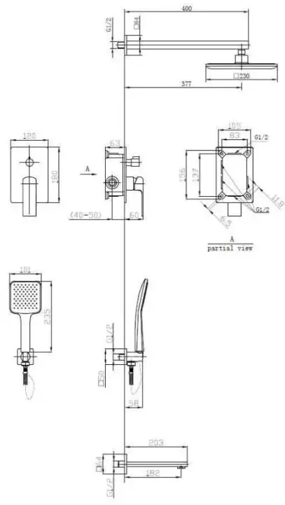 ESKO душевой набор (гарнитур) Squared Chrome 7in1 SQ купить,NaN