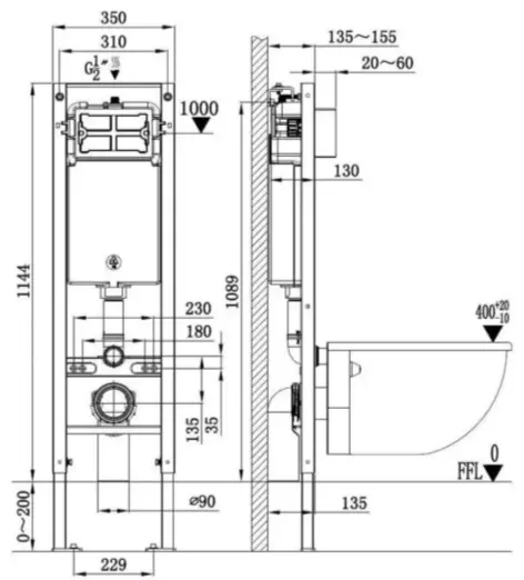 WeltWasser унитаз с инсталляцией AM35019, санфаянс купить,NaN