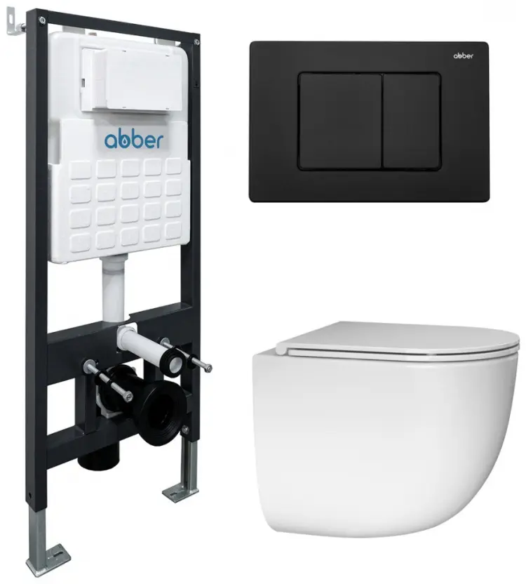 Унитаз с инсталляцией Abber AC1132TC-AC0105-AC0120MB, санфарфор