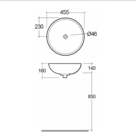 Раковина Rak Ceramics Diana OC137AWHA накладная круглая 45.5х45.5 см, фарфор
