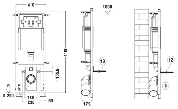 WeltWasser унитаз с инсталляцией MM41091, санфаянс