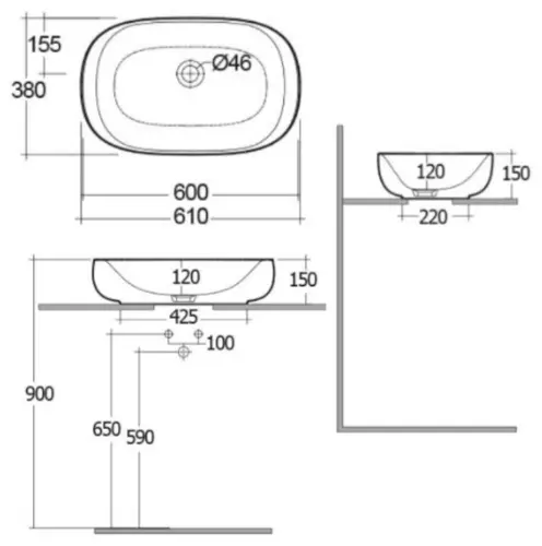 Раковина Rak Ceramics Illusion ILLCT6000AWHA накладная овальная 60х38 см, фарфор
