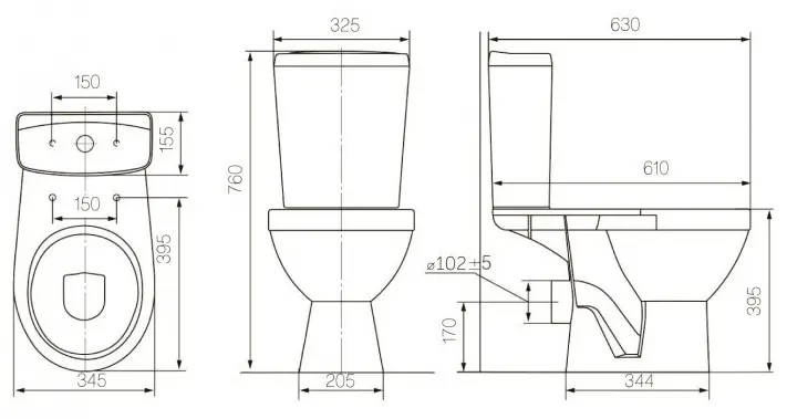 ROSA унитаз с бачком K0000044112, санфаянс черный