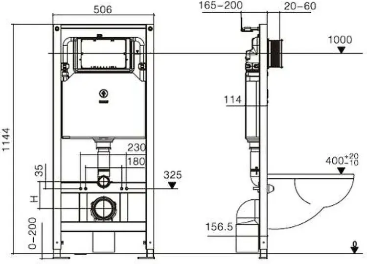 WeltWasser унитаз с инсталляцией AG50646, санфаянс