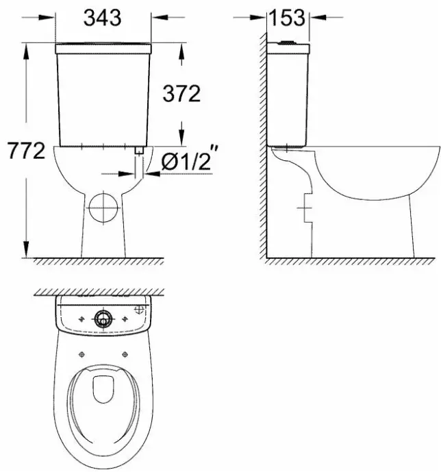 Бачок для унитаза Grohe санфарфор 6 л, Bau Ceramic 39436000