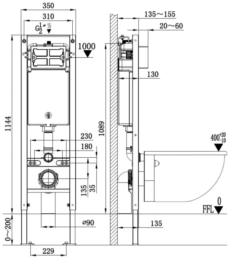 WeltWasser унитаз с инсталляцией AS35031, санфаянс купить,NaN