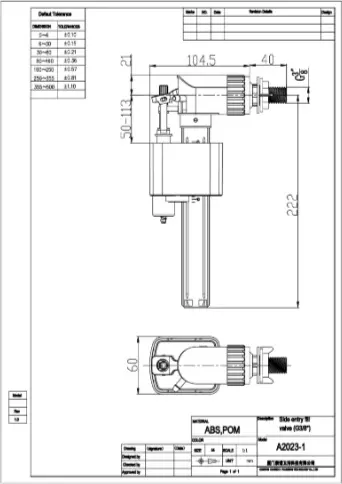Nuca впускной механизм с боковой подводкой A202PC3/8, ABS-пластик