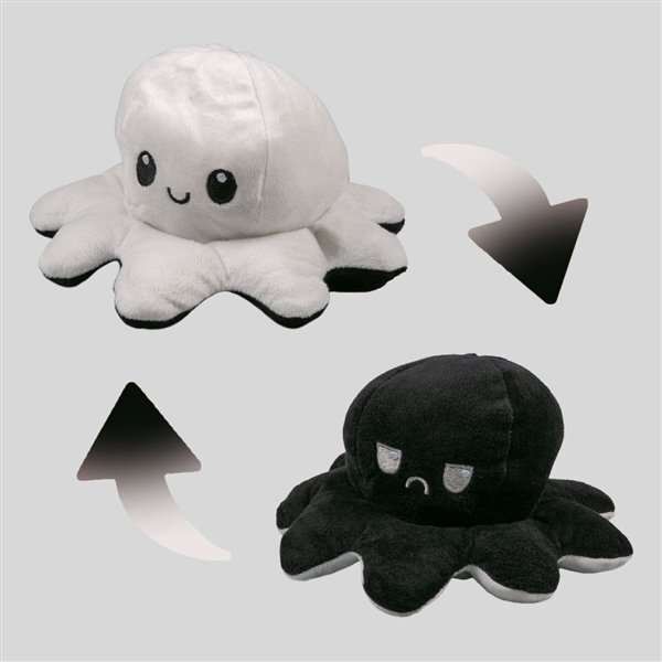 Мягкая игрушка Octopus Осьминог-перевертыш 10см чёрная-белая купить,NaN