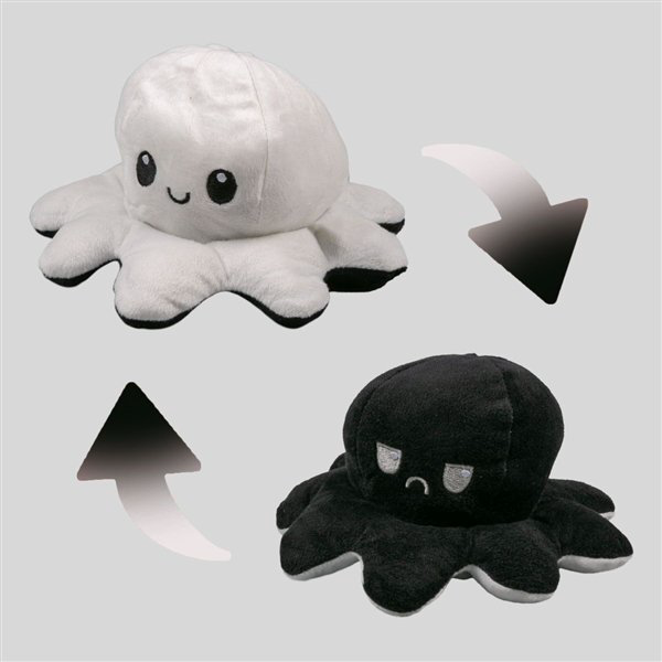 Мягкая игрушка Octopus Осьминог-перевертыш 10см чёрная-белая купить,NaN