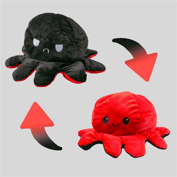 Мягкая игрушка Octopus Осьминог-перевертыш 30см чёрная-красная купить,NaN
