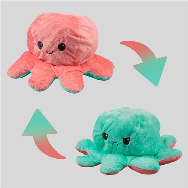 Мягкая игрушка Octopus Осьминог-перевертыш 30см бирюзовая-розовая купить,NaN