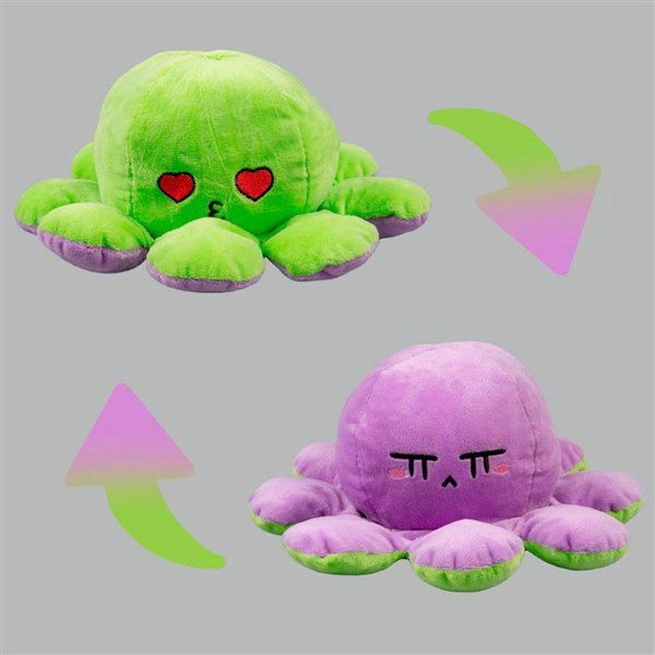 Мягкая игрушка Octopus Осьминог-перевертыш 25см зелёная-фиолетовая купить,NaN