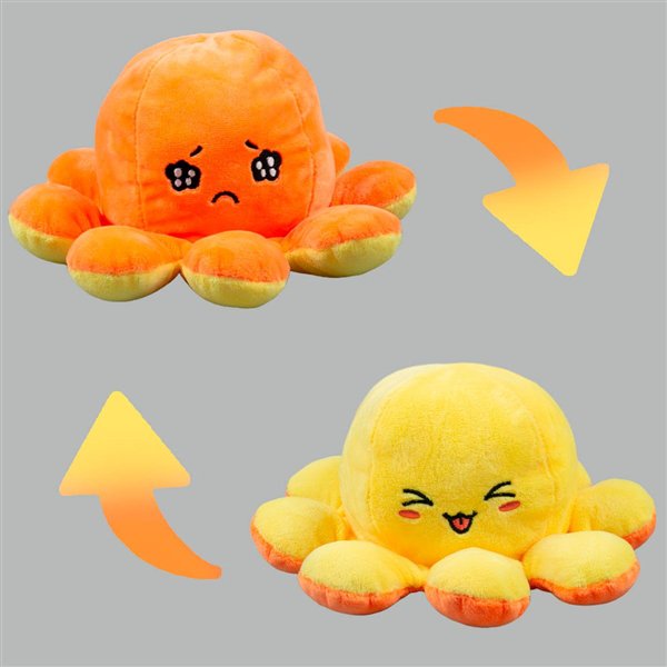 Мягкая игрушка Octopus Осьминог-перевертыш 25см жёлтая-оранжевая купить,NaN