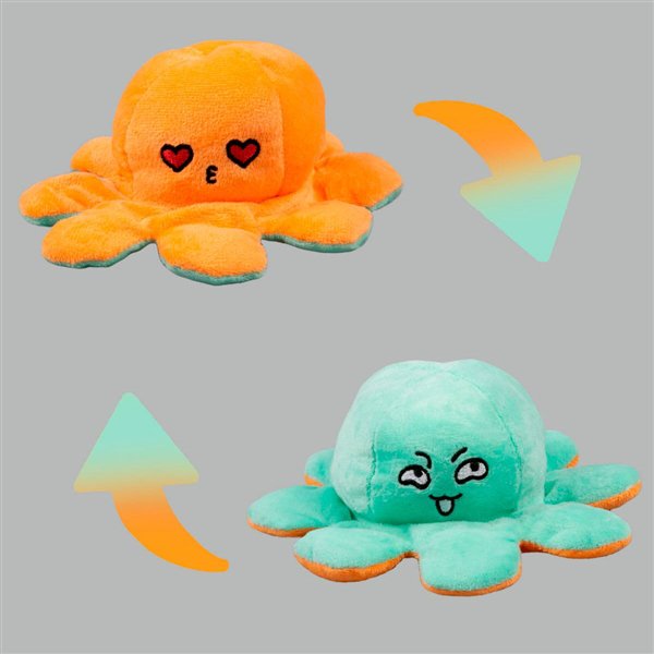 Мягкая игрушка Octopus Осьминог-перевертыш 10см оранжевая-бирюзовая   купить,NaN