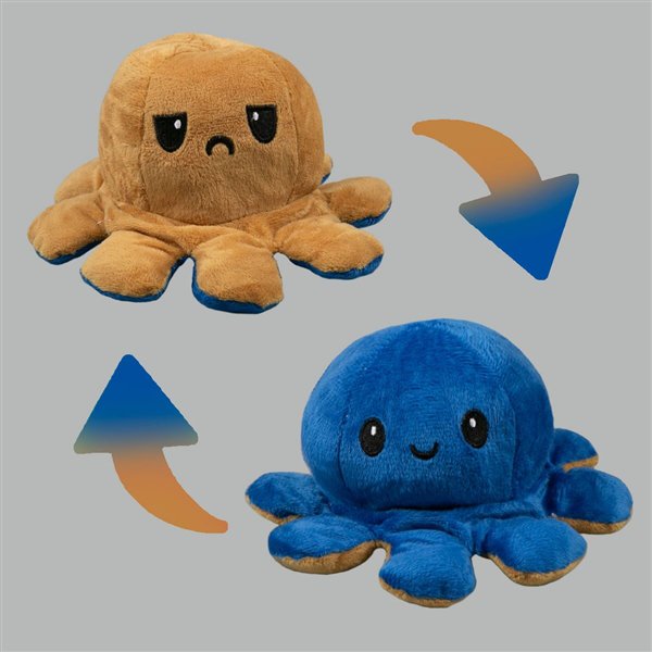 Мягкая игрушка Octopus Осьминог-перевертыш 10см коричневая-тёмно-синяя   купить,NaN