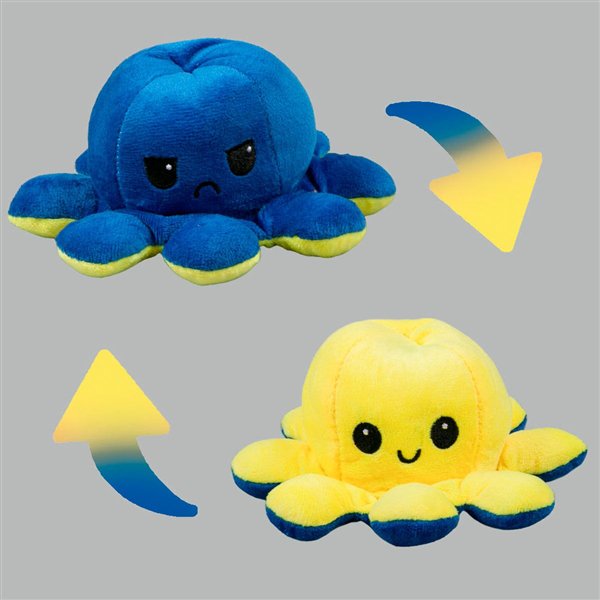 Мягкая игрушка Octopus Осьминог-перевертыш 10см жёлтая-синяя  купить,NaN