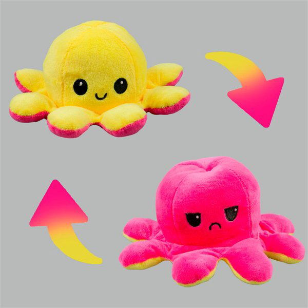 Мягкая игрушка Octopus Осьминог-перевертыш 10см жёлтая-розовая   купить,NaN