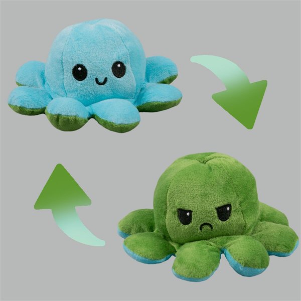 Мягкая игрушка Octopus Осьминог-перевертыш 10см голубая-тёмно-зелёная  купить,NaN