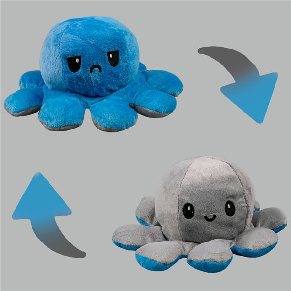 Мягкая игрушка Octopus Осьминог-перевертыш 10см голубая-серая  купить,NaN