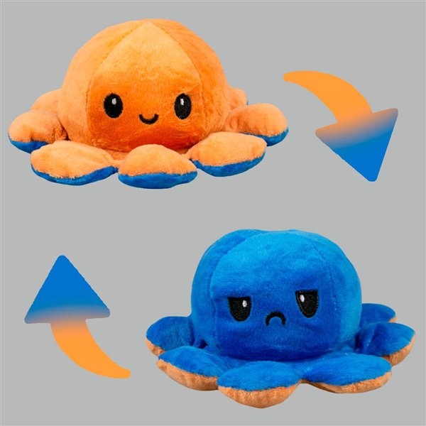 Мягкая игрушка Octopus Осьминог-перевертыш 10см голубая-светло-коричневая  купить,NaN