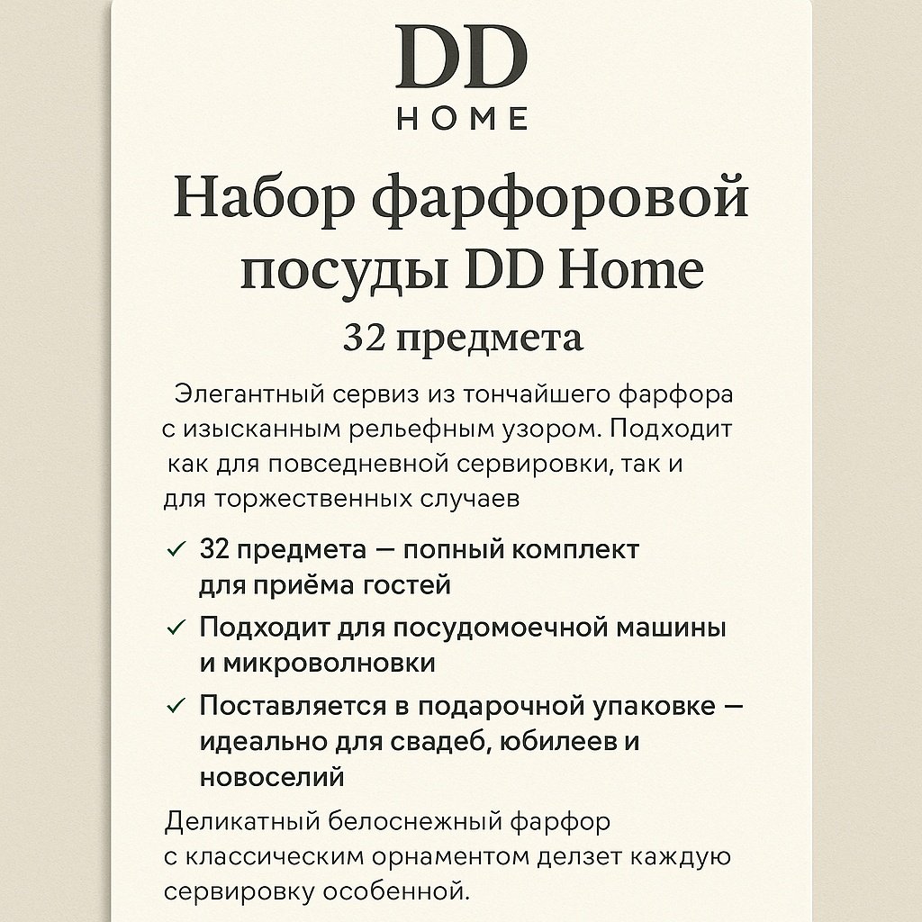 Сервиз на 6 персон DDHOME Дом с узором, предметов: 32, чайно-столовый, фарфор - ForteMarket Сервиз на 6 персон DDHOME Дом с узором, предметов: 32, чайно-столовый, фарфор купить,0
