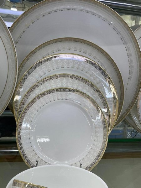 Сервиз на 12 персон Porcelain Золотая отводка узоры, предметов: 105, чайно-столовый, фарфор