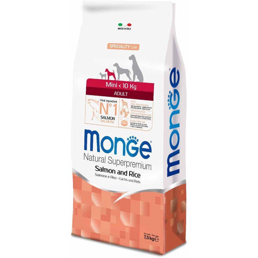 Сухой корм Monge Mini Adult Salmone&Rice с лососем и рисом 7,5кг купить,NaN