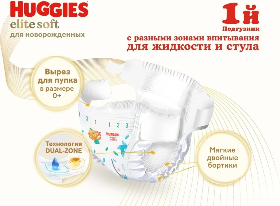 Подгузники Huggies Elite Soft 2 50шт купить,NaN