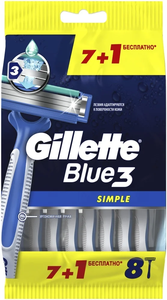 Бритвенный станок Gillette Blue 3 Simple 8шт купить,NaN