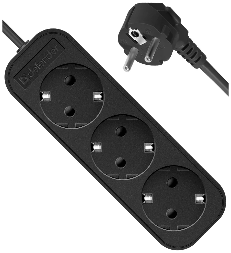 Удлинитель Defender M330 3м черный купить,0