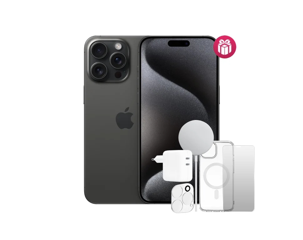 Смартфон Apple iPhone 15 Pro Max 256GB Black Titanium + 5 подарков
