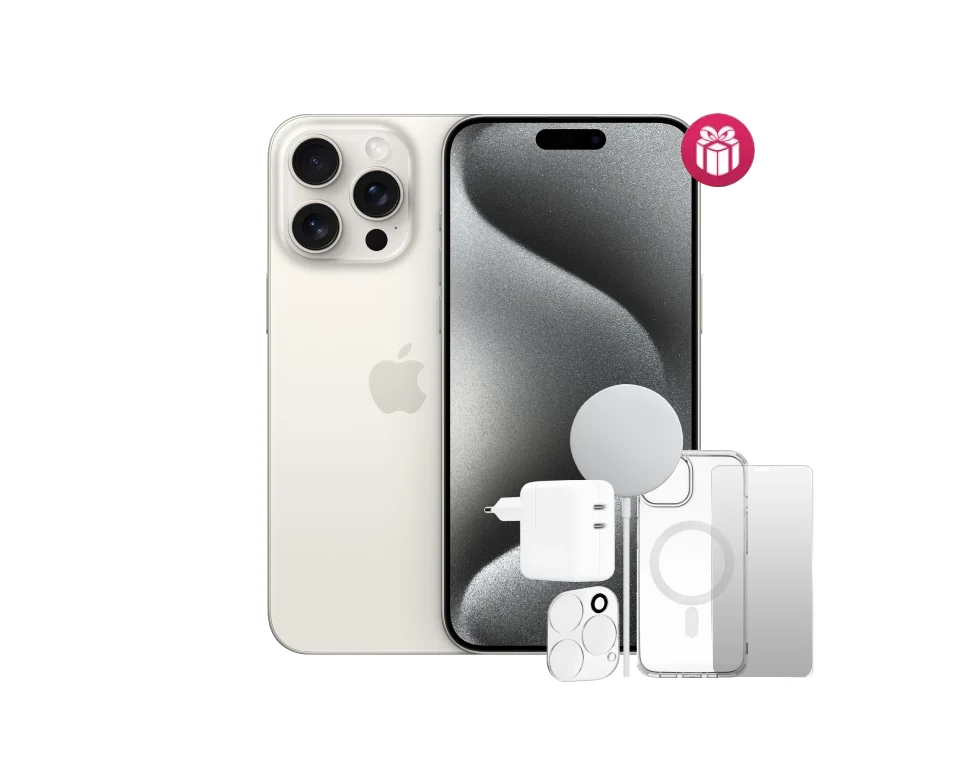 Смартфон Apple iPhone 15 Pro 128GB White Titanium + 5 подарков
