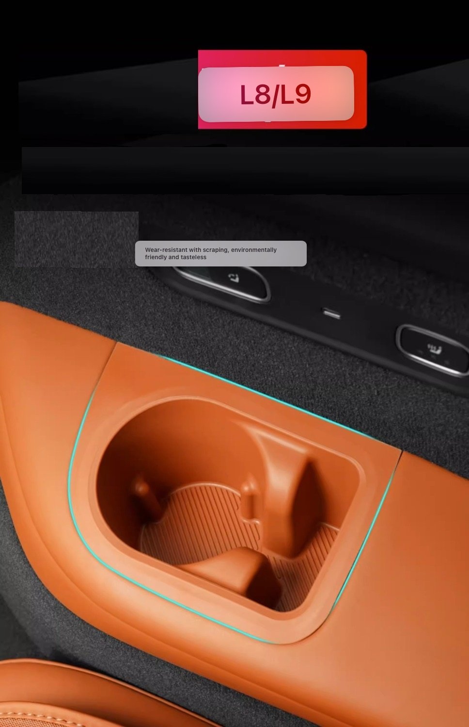 Силиконовая накладка на подстаканник Lixiang L8 L9 2022-2024 оранжевый - ForteMarket Силиконовая накладка на подстаканник Lixiang L8 L9 2022-2024 оранжевый купить,0